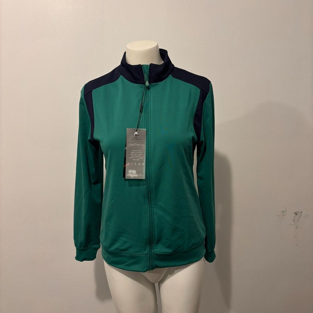 NEW with Tags Head size Small Green and Navy Blue Preppy Golf Full Zip Jacket